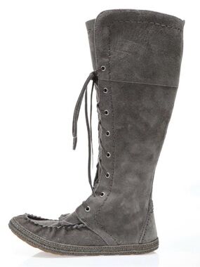 Womens UGG AUSTRALIA 218097 gray suede tall moccasin boots shoes sz US 8